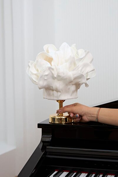 Maison Avf Beyaz Eva Anemon Tasarım Kablosuz Masa Lambası - Alt Parlak Gold