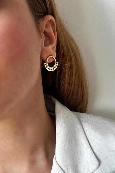 New Obsessions Altın Kaplama Moon Serisi Ay Tutulumu Kadın Çivi Küpe