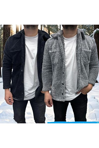 Fifty Color Плюшено яке Slimfit с 2 копчета, черно-сиво