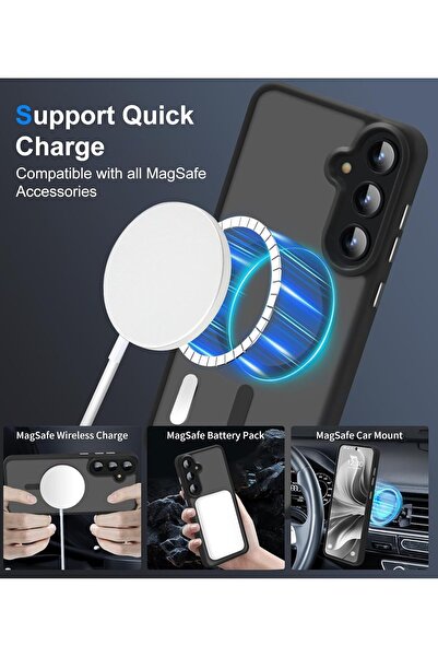 Fibaks Samsung Galaxy S23 Kılıf Kamera Çıkıntılı Magsafe Şarj Destekli Yumuşak Kenarlı Mat Kapak
