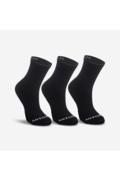 Decathlon Artengo Tenis Çorabı - Yüksek Konç - Unisex - 3 Çift - Siyah - RS 100