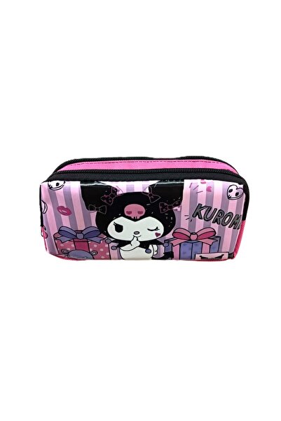 şahane parti Kuromi Themed Illustrated Double Eyed Fabric Pencil Case (Pencil...