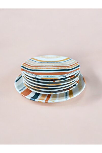 qtahya homes queen of kütahya 6 Person 7 Piece Porcelain Feather Cake Set