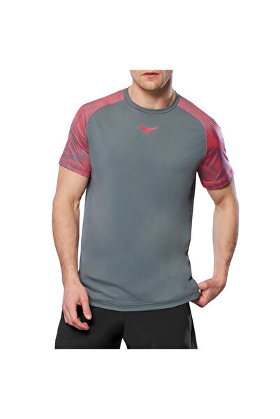 MIZUNO Charge Shadow Tee Ανδρικό T-Shirt Γκρι / Κόκκινο