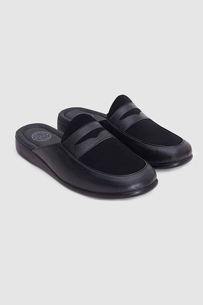 D'S Damat Ανδρικές παντόφλες Black Suede Guest Dowry Groom Home