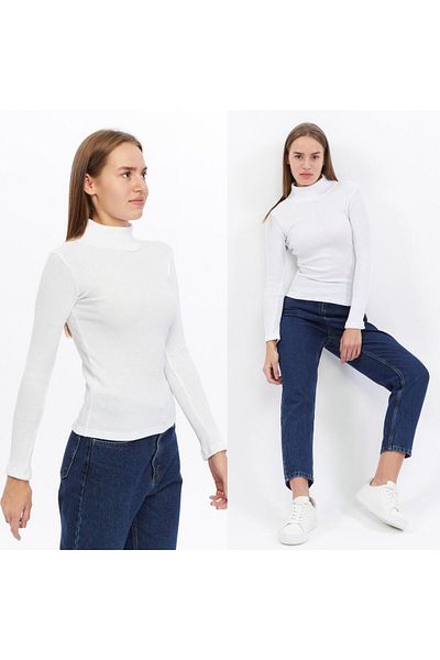 Wearflawless Women's Long Sleeve Ribbed Turtleneck Knitted Blouse