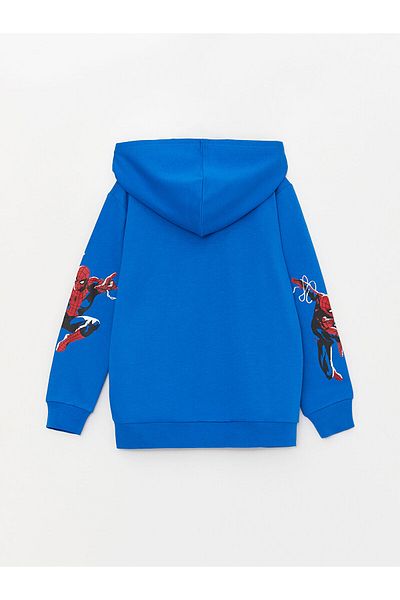 LC Waikiki Chlapecká mikina na zip s dlouhým rukávem a kapucí Lcw Spiderman