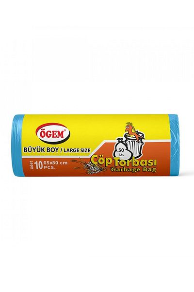 costurera Large Size Garbage Bag 65 x 80 cm 10 Pieces Roll x 5 Pack = 50 Pieces (Blue)