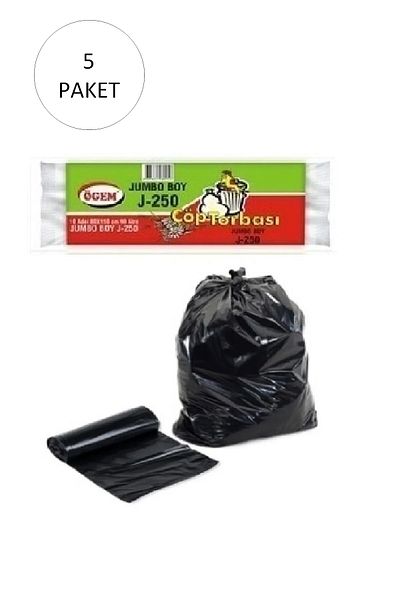 Mu Art J-250 Size Trash Bag 80 X 110 cm 10 Rolls X 5 Pack = 50 Pieces (Black)