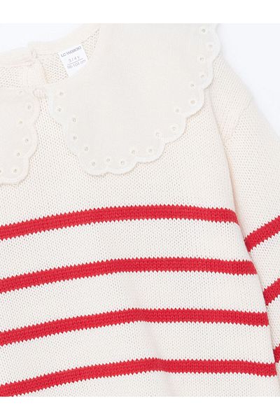 LC Waikiki Ecru Striped Knitwear Sweater for Lcw Baby Baby Girl