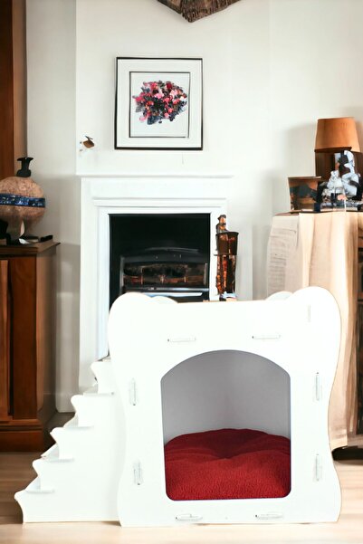 Pandogo Köpek Kulübesi Ahşap Köpek Evi Beyaz Renk Model 3