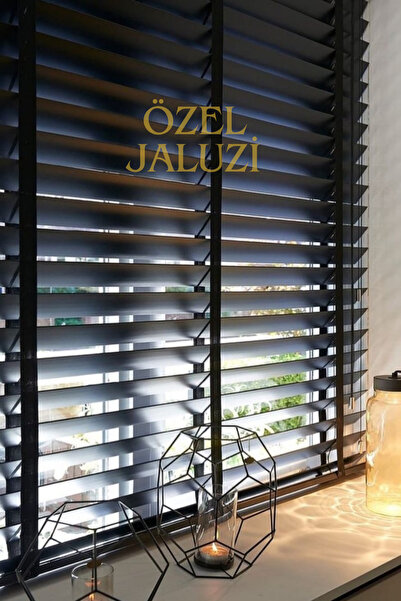 Özel Jaluzi Siyah 50 MM Ahşap Görünümlü Jaluzi