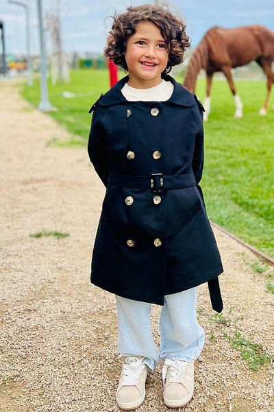 Kids black trench coat online