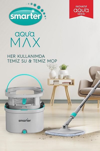 SMARTER Aqua Max Double Bucket Automatic Cleaning Kit - Water Separation, Mop Mop with Refills
