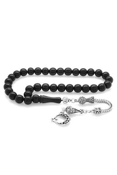 Tesbihane Tarnish Metal Moon Star Tasseled Russian Oltu Rosary (M-1)10010028