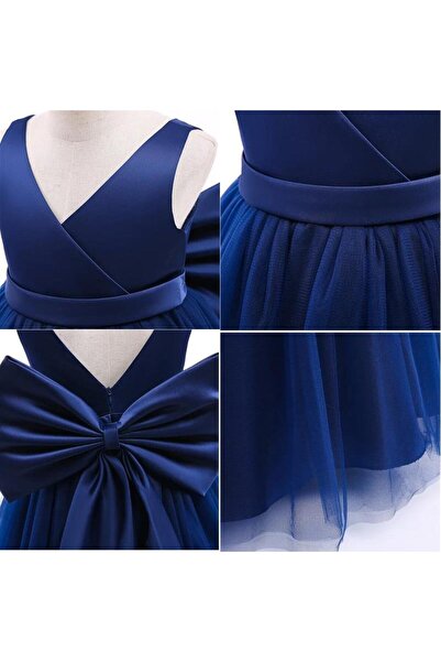 Mashotrend Loire Çapraz Model Tül Detaylı - Kız Çocuk Abiye - Uzun Etekli Kız Çocuk Elbisesi