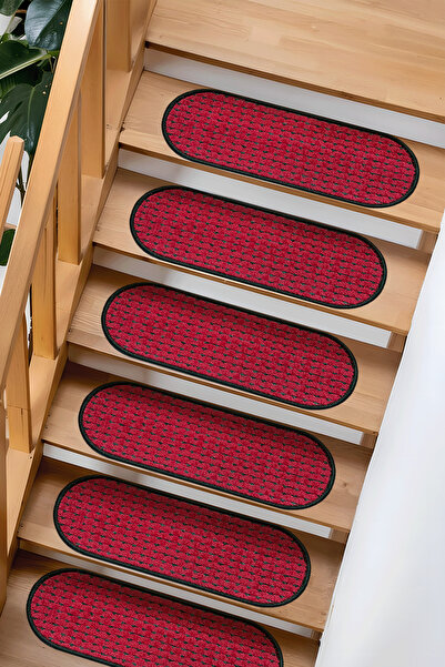Stepmat Kapsüle Benekli Bukle Halıdan Basamak Ve Merdiven Paspası - Bordo Benekli / Adet Olarak Satılır