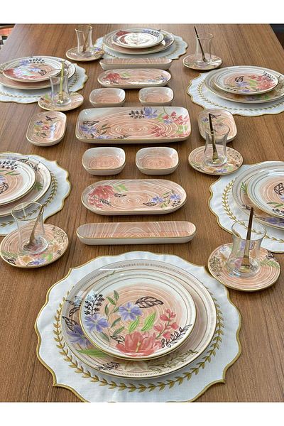 MD MİMOZA DEKOR Spring Breakfast Set for 6 People - 47 Pieces