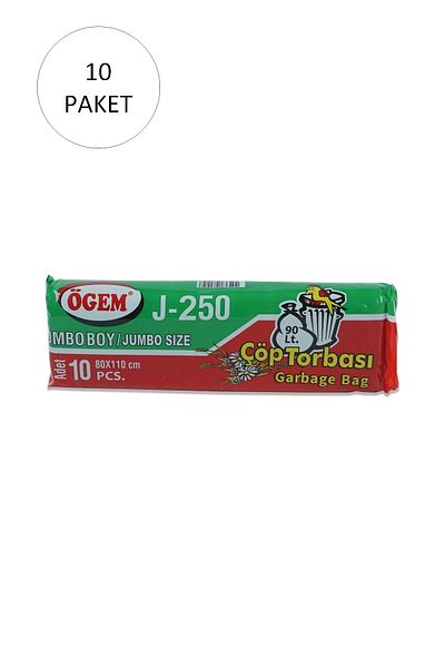 Mu Art J-250 Jumbo Size Garbage Bag 80 X 110 cm 10 Rolls X 10 Pack = 100 Pieces (Black)