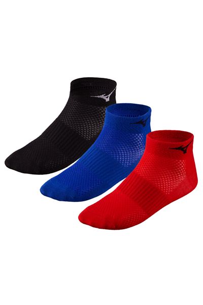 MIZUNO Унисекс чорапи за тренировка, среден размер, 3p, черно/синьо/червено