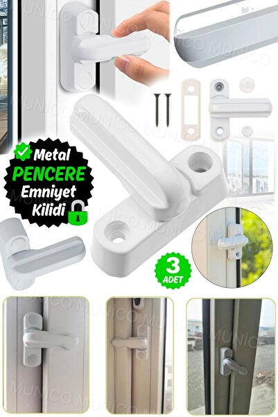 Genel Markalar 3 Adet Tüm Pencerelere Uyumlu Pencere Kilit Aparatı Vidalı Kolay Tasarım T Şekilli Kolay Kurulum