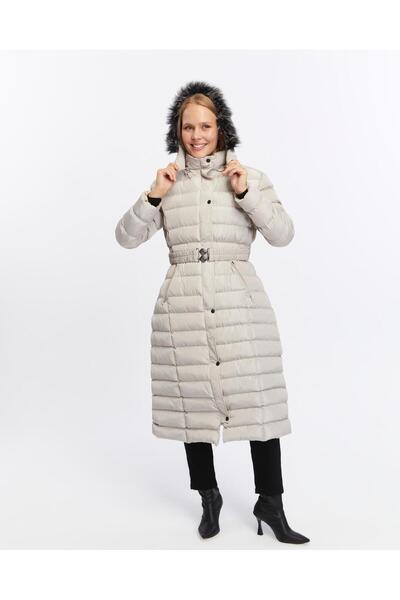 KMKkombin معطف رياضي منتفخ بحزام طويل مبطن للموسم الجديد للسيدات