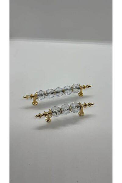 TRS MOBAKS TRS POLİMER 160 MM ŞEFFAF KRİSTAL BONCUK ALTIN KULP DOLAP MUTFAK Ç...