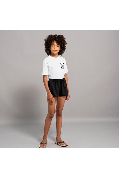 Decathlon Olaian Kids Standard Cut Short Sleeve Uv Protection T-Shirt - White/Black - 100