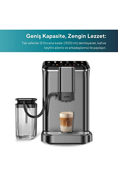 KUMTEL LatteNow Tam Otomatik Espresso Makinesi - Kahve Öğütücülü Dokunmatik Renkli Ekranlı