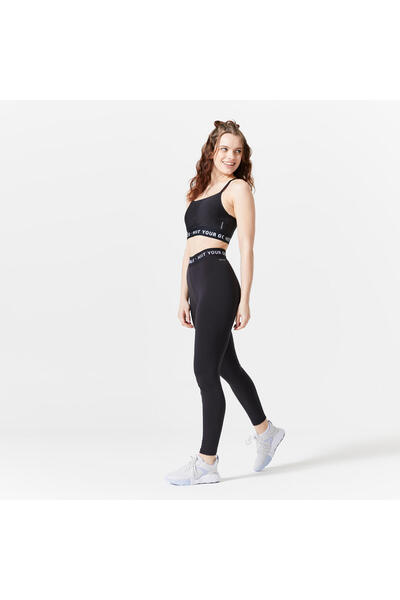 Decathlon Siyah Çapraz Askılı Sporcu Sütyeni - Fitness Kardiyo