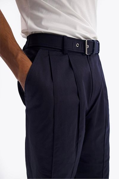 GIESTO Παντελόνι από ύφασμα Navy Blue Belted