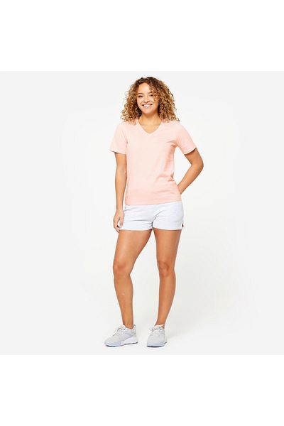 Decathlon Kadın V Yakalı Spor Tişörtü - Inci Pembesi - Fitness