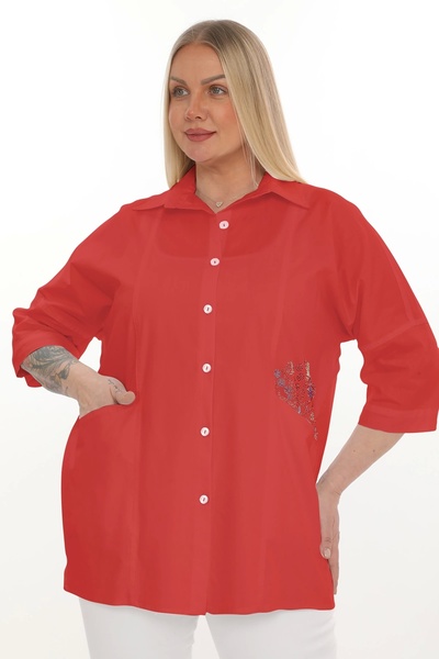 Lady Majestic Βαμβακερό πουκάμισο με τσέπες σε μεγάλο μέγεθος