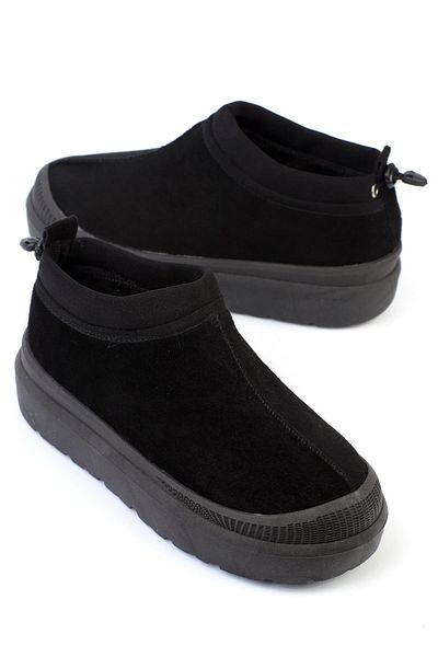 ShoeTek Γυναικείες μπότες İlivana Μαύρο καστόρι με ελαστική πλάτη και γούνα στο εσωτερικό