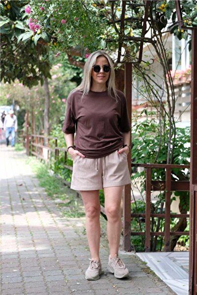 KAROL Bej Gofreli Şort