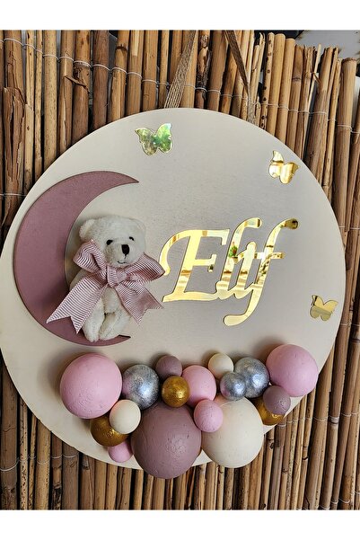 HD Different Bubble Ayıcıklı Bebek Kapı ve Duvar Süsü - İstediğiniz isim yazılır