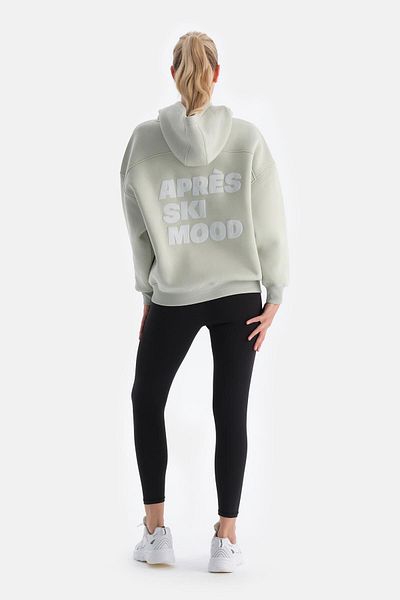 Dagi Mintgrünes Damen-Kapuzenpullover mit Rückendruck