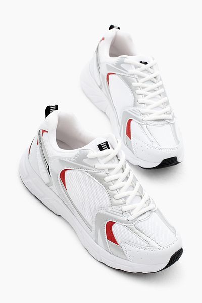 Tonny Black Unisex White Red Comfortable Fit Faylon Sole Lace-Up Sneakers