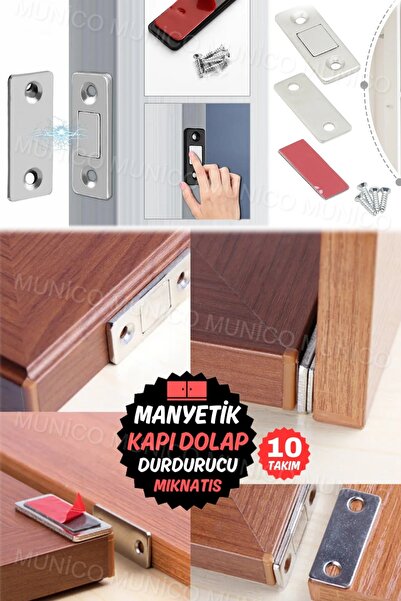 Gaggani 10 Takım Gardırop Kapısı Mandalı Görünmez Dolap Kapı Mıknatıs Kapı Ma...