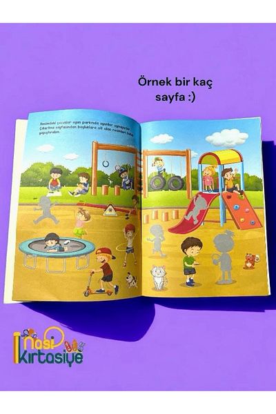 Nasip Kırtasiye Sticker My Activity Book Playground Themed Educational Activity Book Preschool Book with 60 Stickers