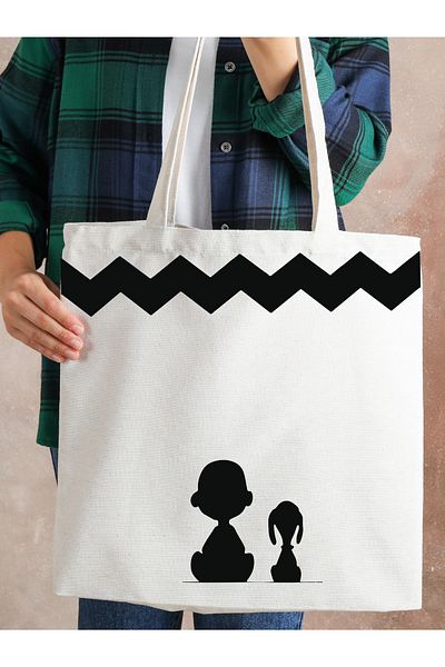 Cemira Charlie Brown Design Motto Tote Bag, Thick, Cloth Bag, Shoulder Bag, Book Bag, Shopper Bag