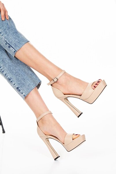 Uygun Pantofi de damă Hard Mirror High Platform Crem