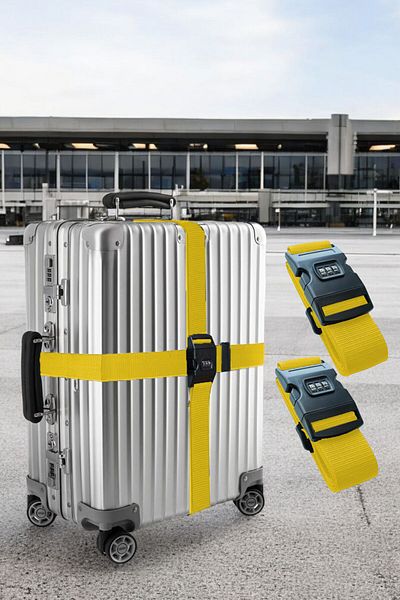 Viselia Κίτρινη θήκη βαλίτσας με κωδικό πρόσβασης - Προστατευτικό βαλίτσας με κωδικό πρόσβασης, 2 τεμάχια