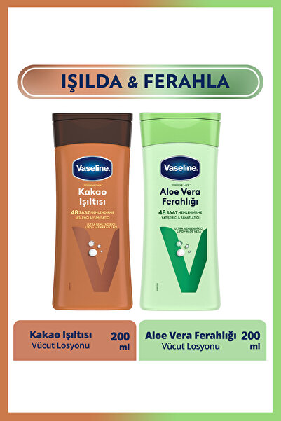 Vaseline Vücut Losyonu Kakao Işıltısı 200 ml Aloe Vera Ferahlığı 200 ml