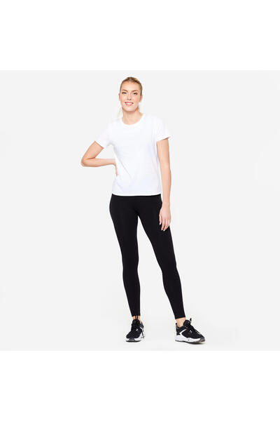 Decathlon Domyos Women's White Regular Sports T-Shirt 100 - Fitness Light Training