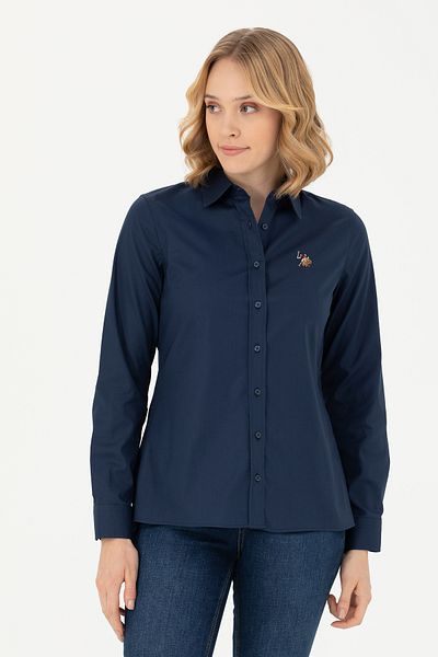 U.S. Polo Assn. Cămașă de damă bleumarin cu mânecă lungă - 50271268 -vr033