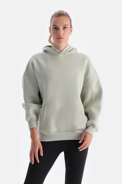 Dagi Mintgrünes Damen-Kapuzenpullover mit Rückendruck