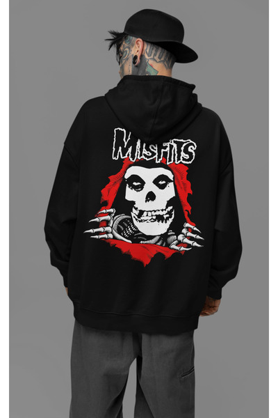 SEVBANO Dizajn Misfits Napisano Unisex Oversize Rock Metal Hoodie