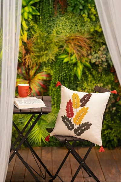 NİVEMESHOME Husa de perna brodata cu frunze de stejar Nivemeshome 45x45