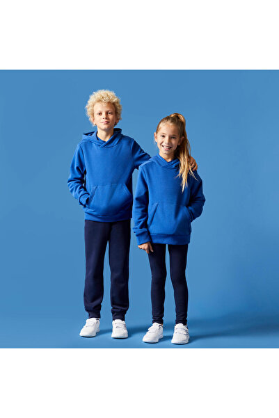 Decathlon Domyos Çocuk Mavi Pamuklu Kapüşonlu Sweatshirt